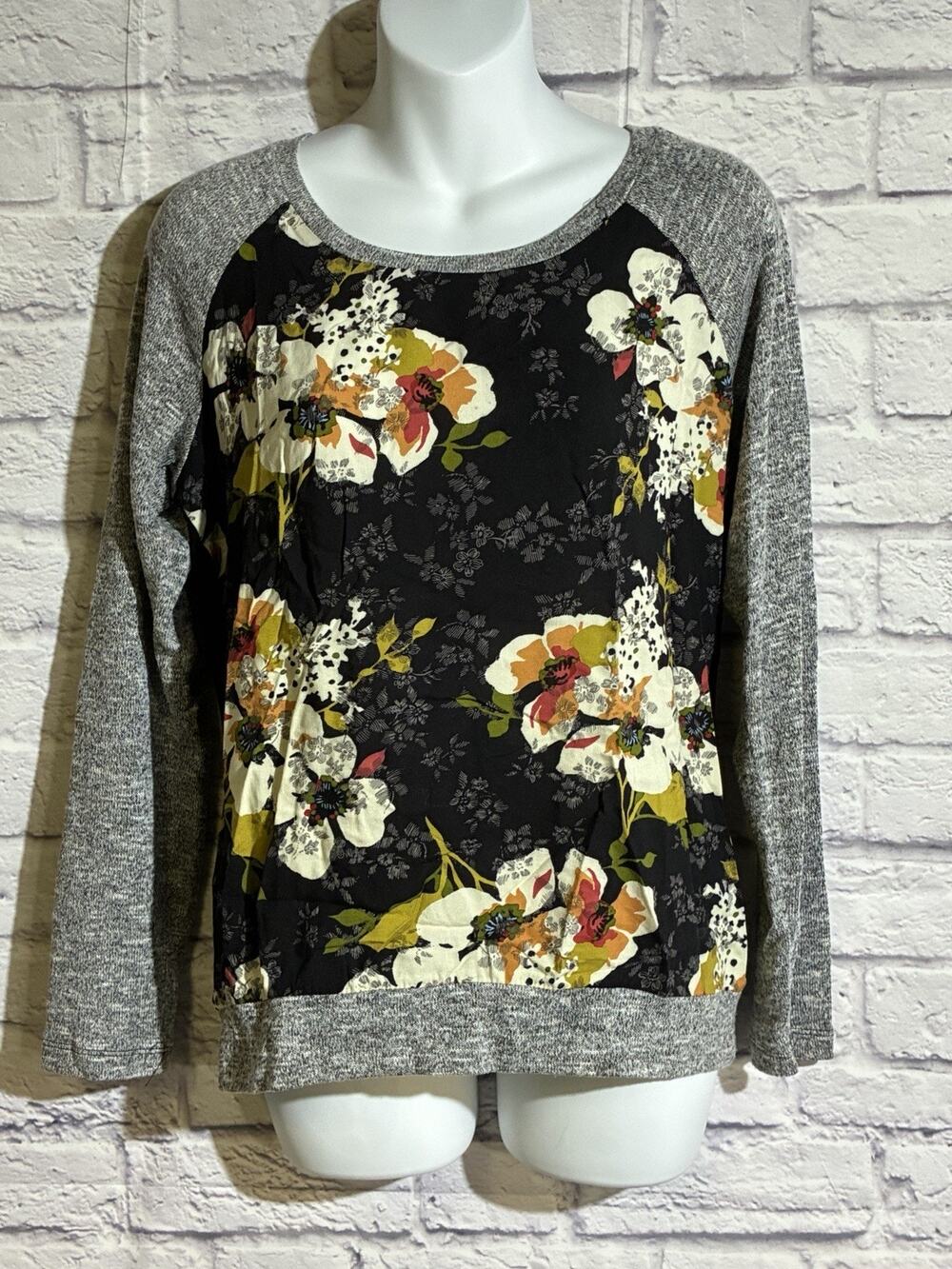 KUT From The Kloth Womens Small Raglan Sleeve Floral Top Pullover Blouse Shirt